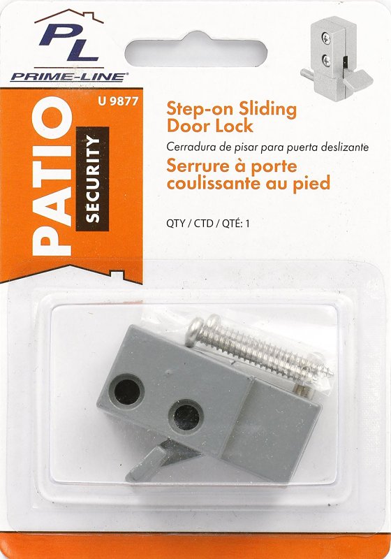Prime-Line U 9877 Sliding Door Lock, Aluminum, Aluminum, 3/16, 1/8, 1/4 in Thick Door