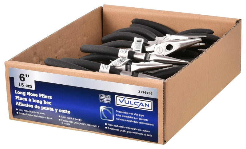 Vulcan PC920-33 Pliers, 6-1/2 in OAL, 1.2 mm Cutting Capacity, 4 cm Jaw Opening, Black Handle, 3/4 in W Jaw, Pack of 40