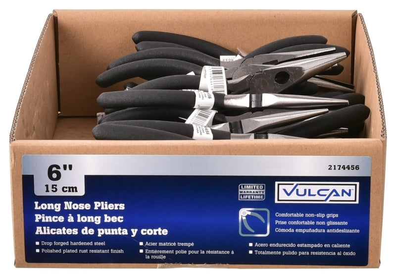 Vulcan PC920-33 Pliers, 6-1/2 in OAL, 1.2 mm Cutting Capacity, 4 cm Jaw Opening, Black Handle, 3/4 in W Jaw, Pack of 40