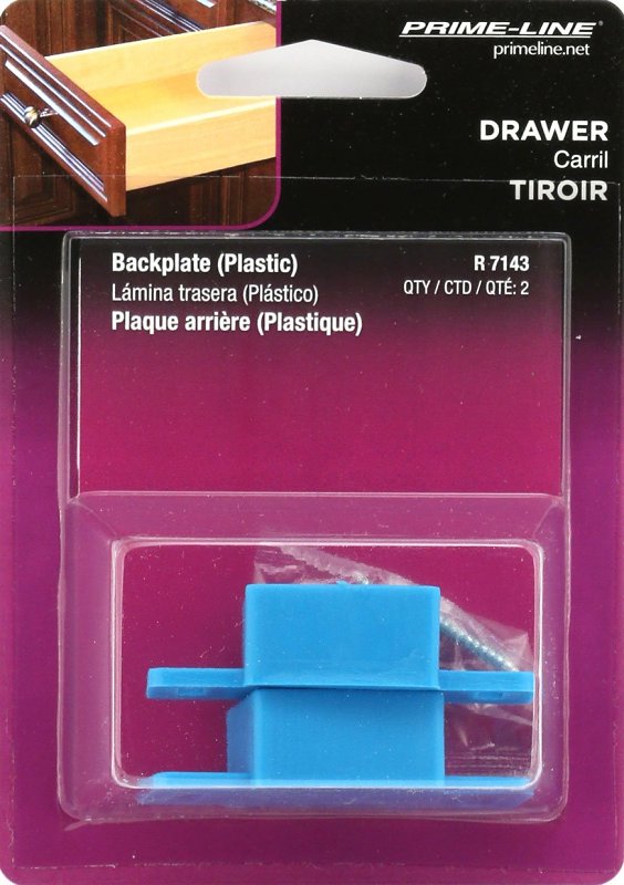 Prime-Line R 7143 Drawer Track Backplate, 15/16 in L, 1 in W, Plastic, Raw