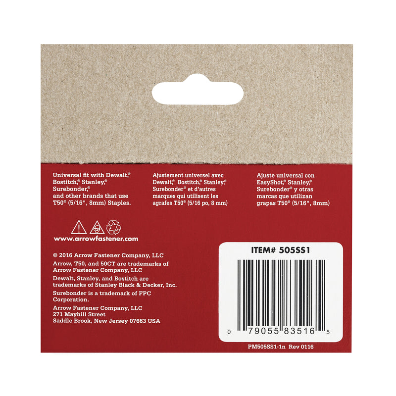 Arrow T50 3/8 in. W X 5/16 in. L 18 Ga. Flat Crown Heavy Duty Staples 1000 pk, Pack of 5