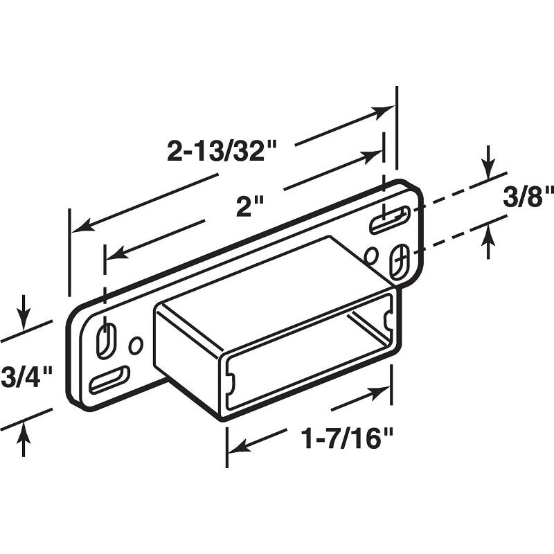 Prime-Line R 7145 Drawer Track Backplate, 3/4 in L, 2-13/32 in W, Plastic, Raw