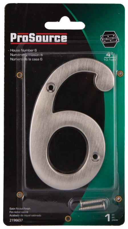 ProSource N-Z046SN-PS House Number, Character: 6, 4 in H Character, 2.28 in W Character