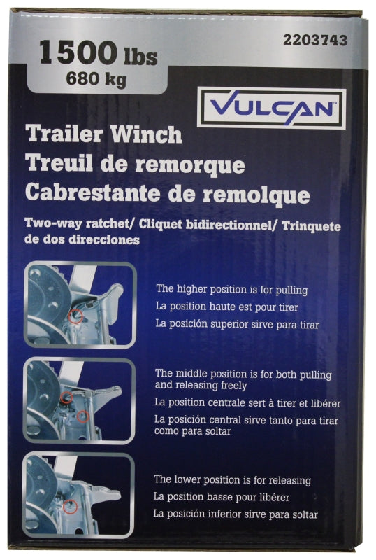 Vulcan HBB14 Hand Winch, 1500 lb, Steel