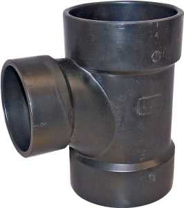 Canplas 102128LBC Reducing Sanitary Pipe Tee, 2 x 1-1/2 in, Hub, ABS, Black