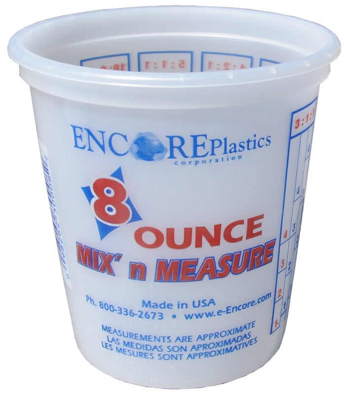 Leaktite-IPL Plastics 100873 Mix'n Measure Cup with Ratios, 8 oz Capacity, LLDPE