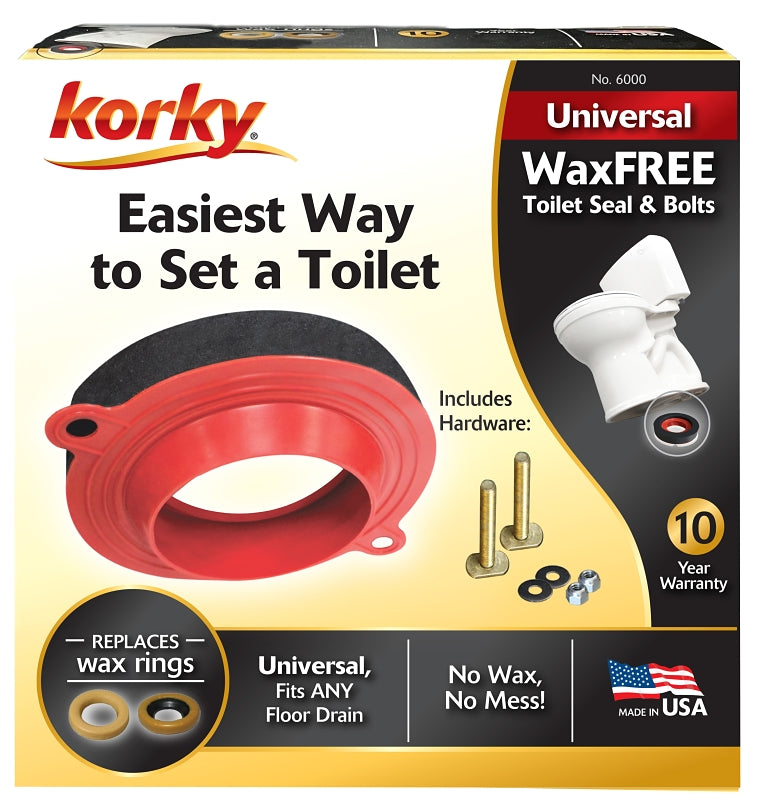 Korky 6000BP Toilet Seal Kit, Foam/Rubber, Red, For: 3 in, 4 in Drain Pipes