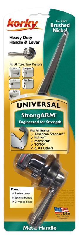 Korky StrongARM Series 6071BP Tank Lever, Plastic, Brushed Nickel