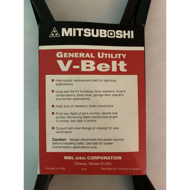 Mitsuboshi FHP General Utility V-Belt 0.63 in. W X 66 in. L For Fractional Horsepower Motors
