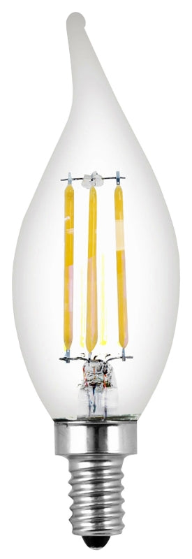 Feit Electric BPCFC40/927CA/FIL LED Bulb, Decorative, Flame Tip Lamp, 40 W Equivalent, E12 Lamp Base, Dimmable, Clear
