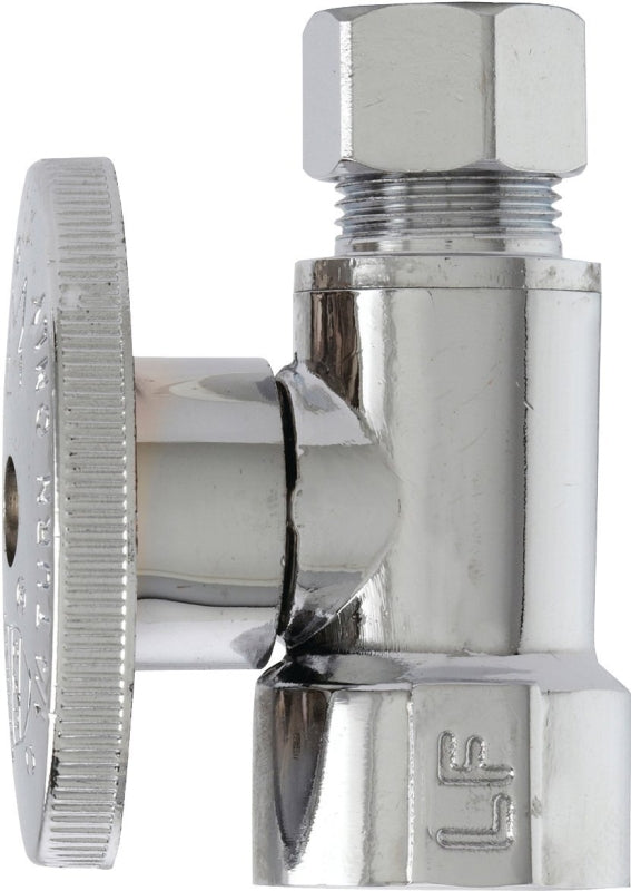 Plumb Pak PP53PCLF Straight Shut-Off Valve, 1/2 x 3/8 in Connection, FIP x Compression, Quarter-Turn Lever Actuator