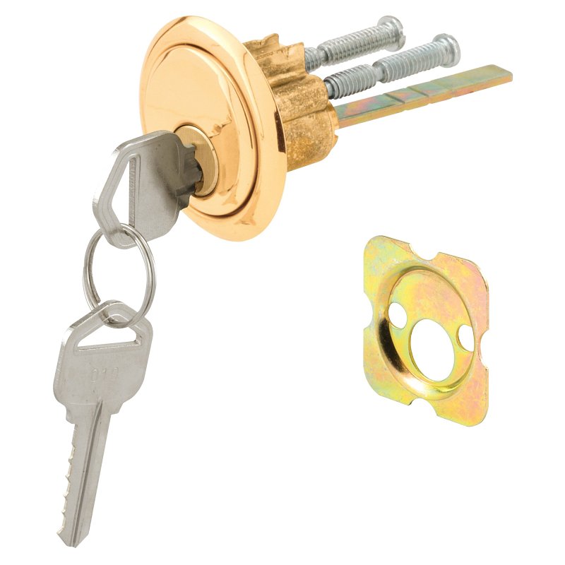 Prime-Line U 9965 Rim Deadbolt, Aluminum, Brass, Kwikset Keyway