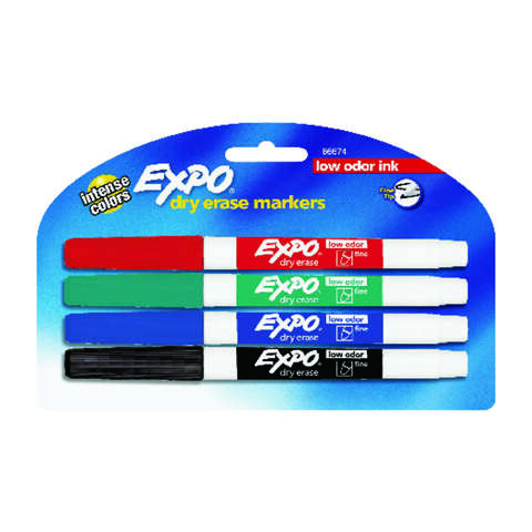 EXPO Low Odor Assorted Color Dry Erase Marker 4 pk, Pack of 6