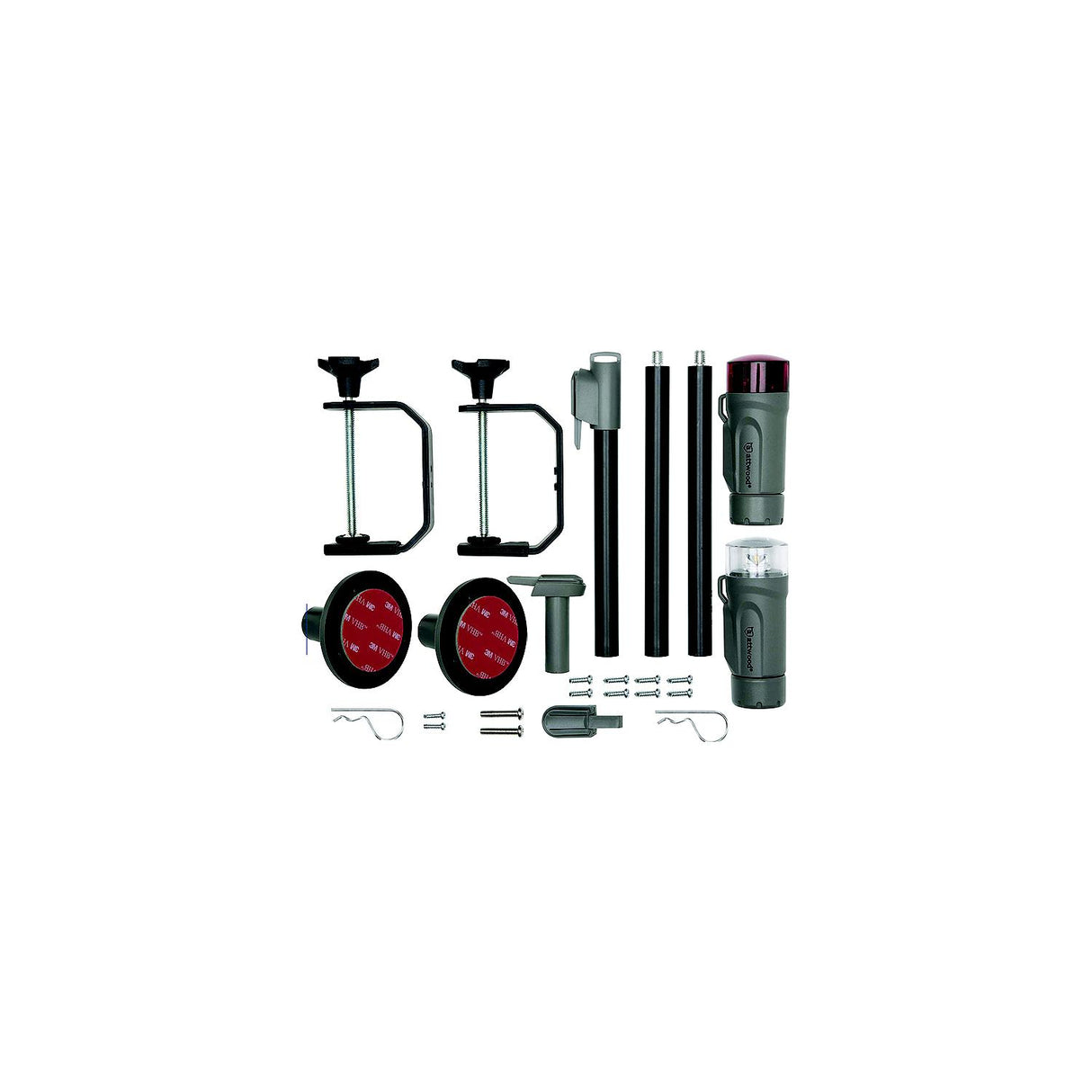 Attwood 141967 All-Craft Battery Operated LED Portable Nav Light Kit w/Threaded Pole, Marine Gray