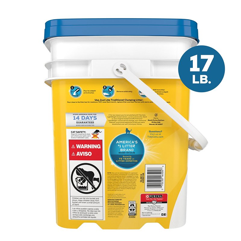 Tidy Cats Lightweight Instant Action 16504 Clumping Cat Litter, 17 lb Pail