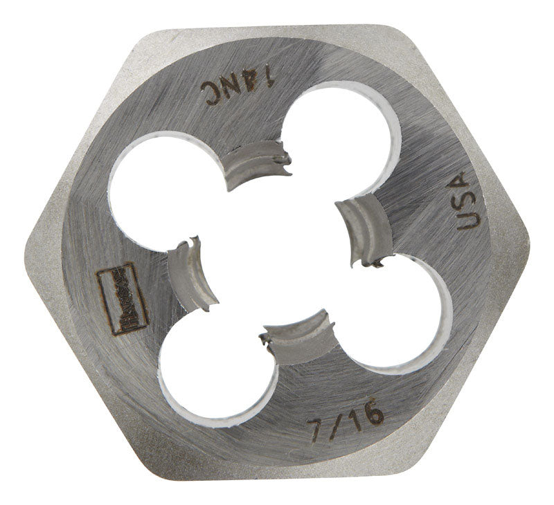 Irwin Hanson High Carbon Steel SAE Hexagon Die 7/16 in. 1 pc