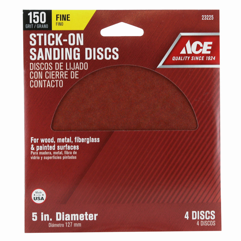 Ace 5 in. Aluminum Oxide Adhesive Sanding Disc 150 Grit Fine 4 pk, Pack of 5