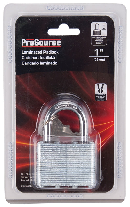 ProSource HD00014-3L Padlock, Standard Shackle, 9/32 in Dia Shackle, 1-1/4 in H Shackle, Steel Shackle, Steel Body