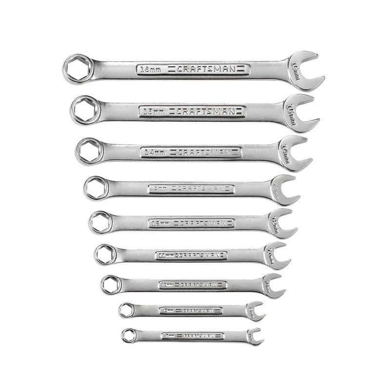 Craftsman 6 Point Metric Wrench Set 10 in. L 9 pc
