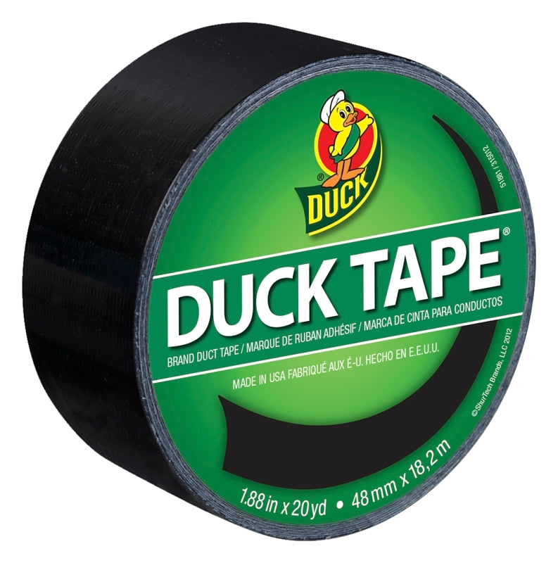 Duck 1265013 Duct Tape, Black, 8 mil Thick, 20 yd L, 1.88 in W