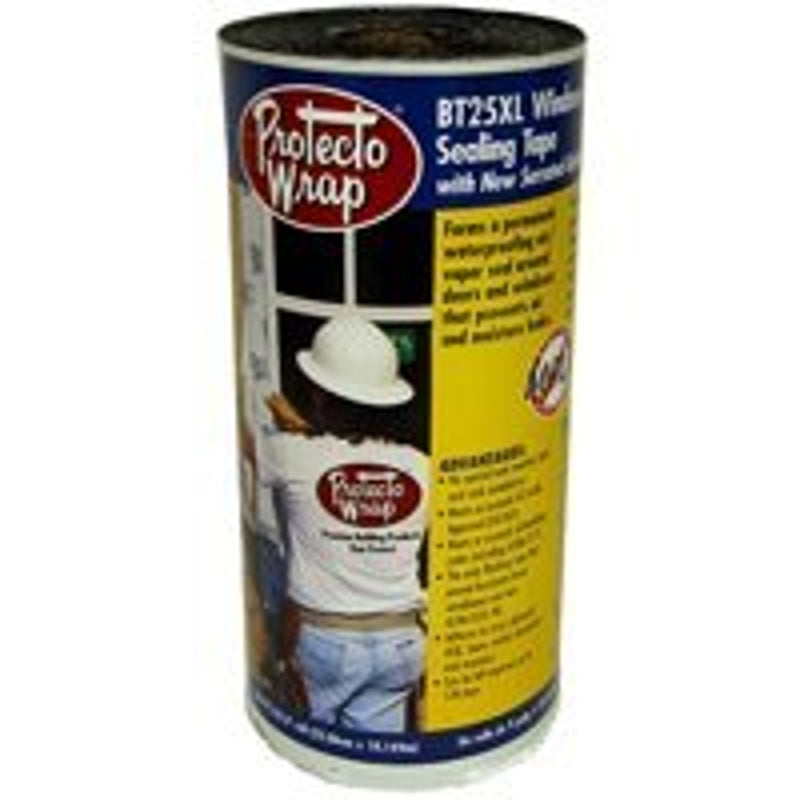 Protecto Wrap BT25XL 8425B0675SW Window and Door Flashing Tape, 75 ft L, 6 in W, HDPE, Gray/White