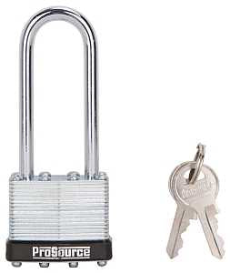 ProSource HD00040L-3L Padlock, Long Shackle, 1/4 in Dia Shackle, 2-3.4 in H Shackle, Steel Shackle, Steel Body