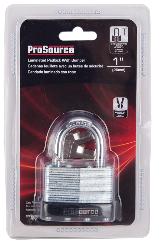 ProSource HD00028-3L Padlock, Standard Shackle, 9/32 in Dia Shackle, 1-1/4 in H Shackle, Steel Shackle, Steel Body