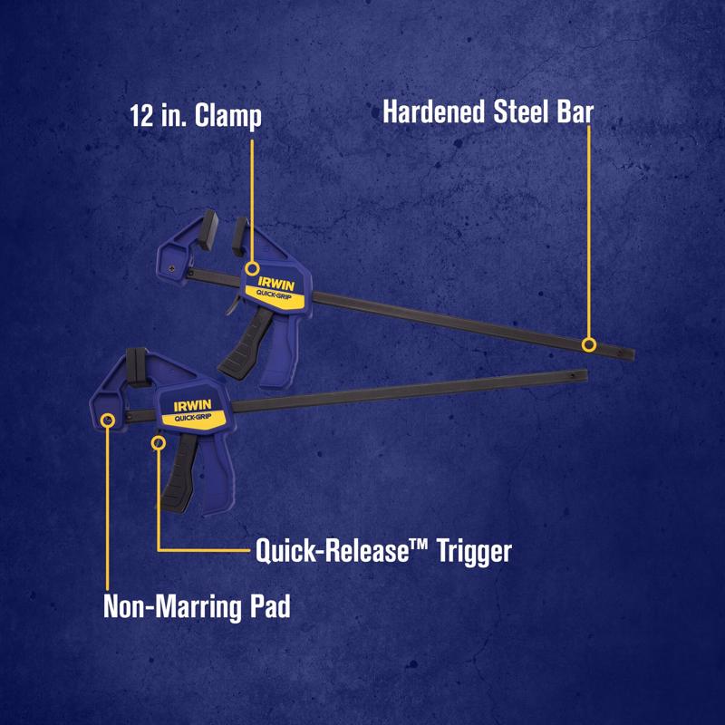 Irwin Quick-Grip 12 in. X 2-7/16 in. D Bar Clamp 100 lb 2 pc