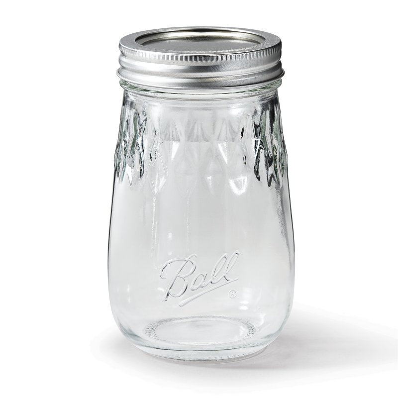 Ball 1440061199 Flute Canning Jar, 16 oz Capacity, Metal, Pack of 4