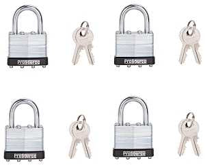 ProSource HD-3DX4-3L Padlock Set, Standard Shackle, 1/4 in Dia Shackle, 1-1/4 in H Shackle, Steel Shackle, Steel Body