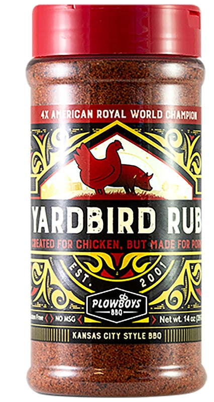 Plowboys Barbeque PF02008 Yard Bird BBQ Rub, Heat, Sweet, 16 oz Jar