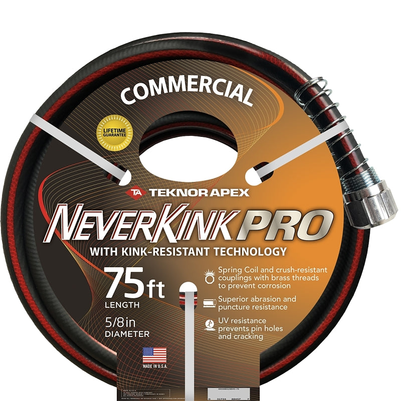 Apex Neverkink PRO 8845-75 Water Hose, 5/8 in, 75 ft L, Threaded