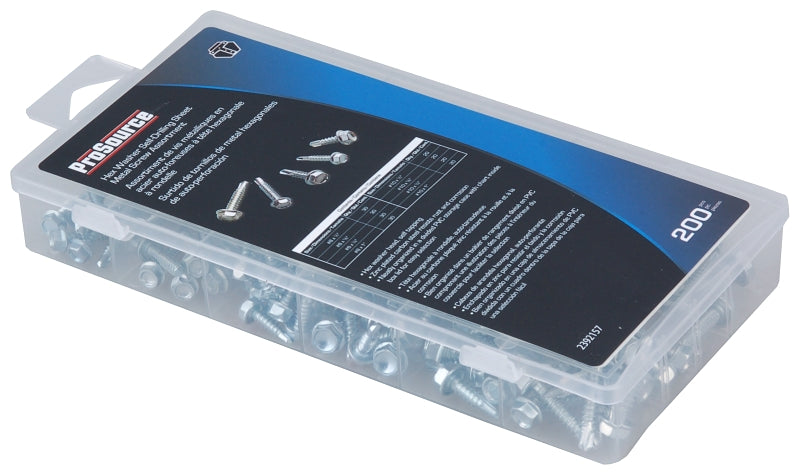 ProSource 61450 Screw Assortment, Carbon Steel, Zinc, 200-Piece