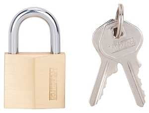 ProSource HD10030-3L Padlock, Standard Shackle, 3/16 in Dia Shackle, 3/4 in H Shackle, Steel Shackle, Brass Body