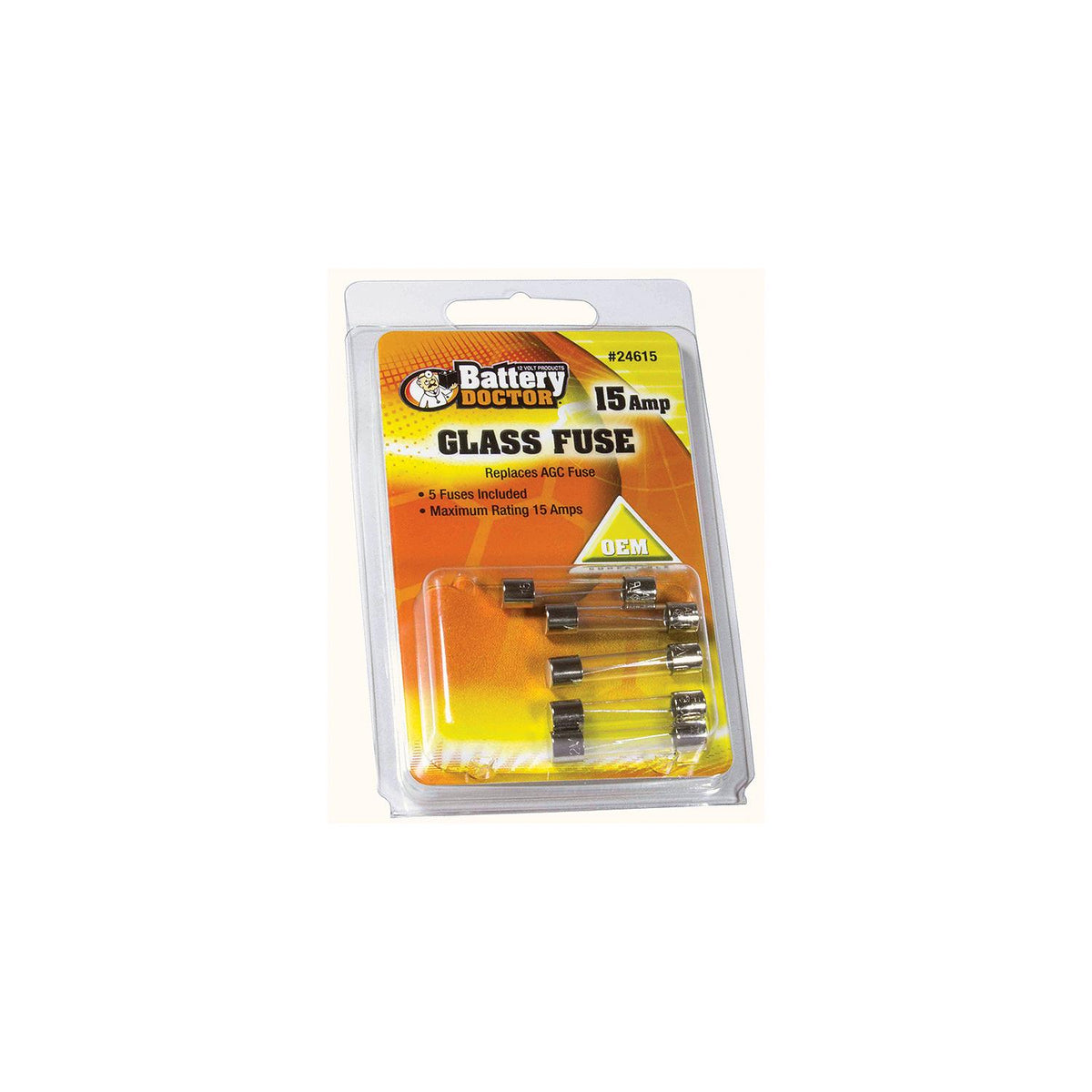 Battery Doctor AGC Glass Fuse, 15A, 5/Pk