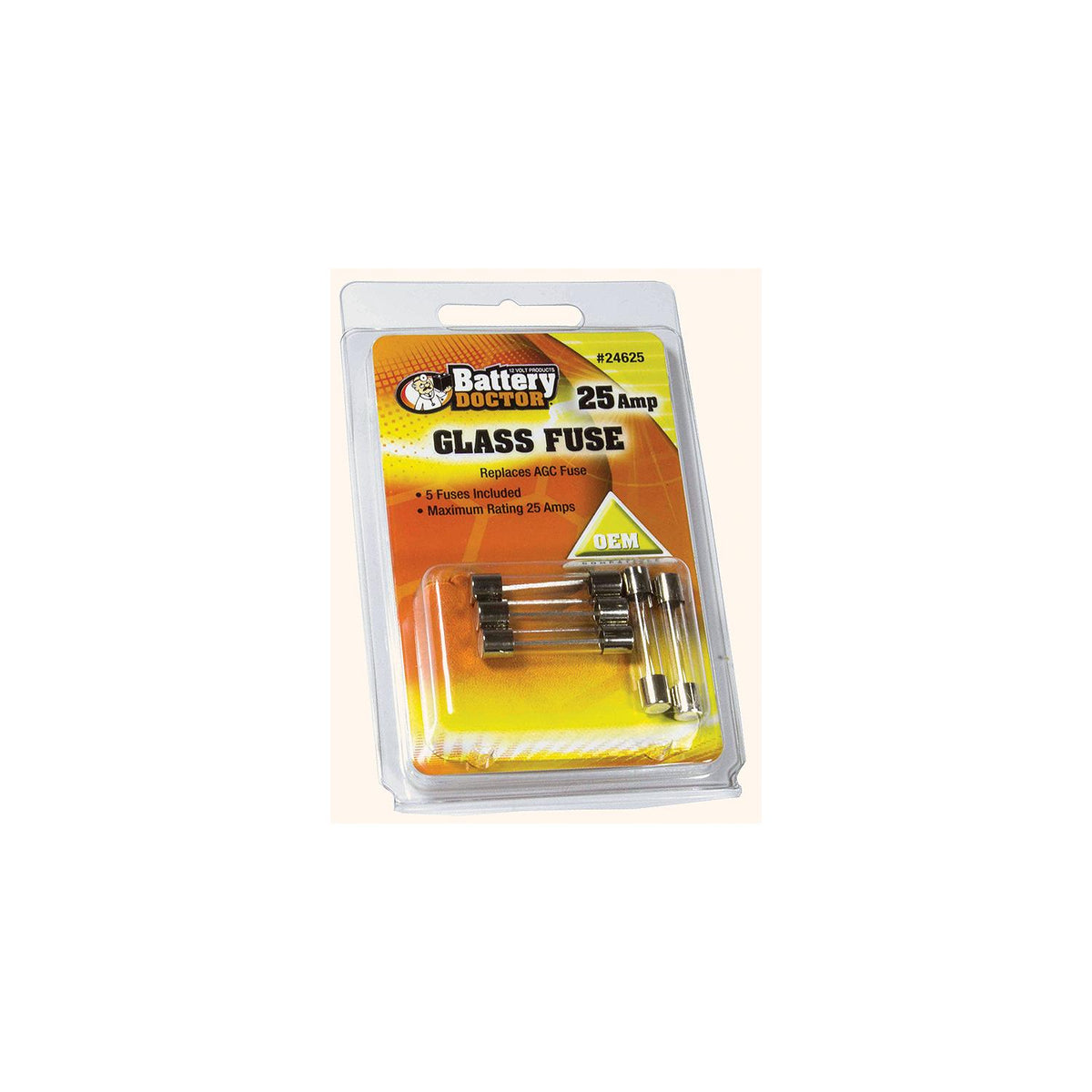 Battery Doctor AGC Glass Fuse, 25A, 5/Pk