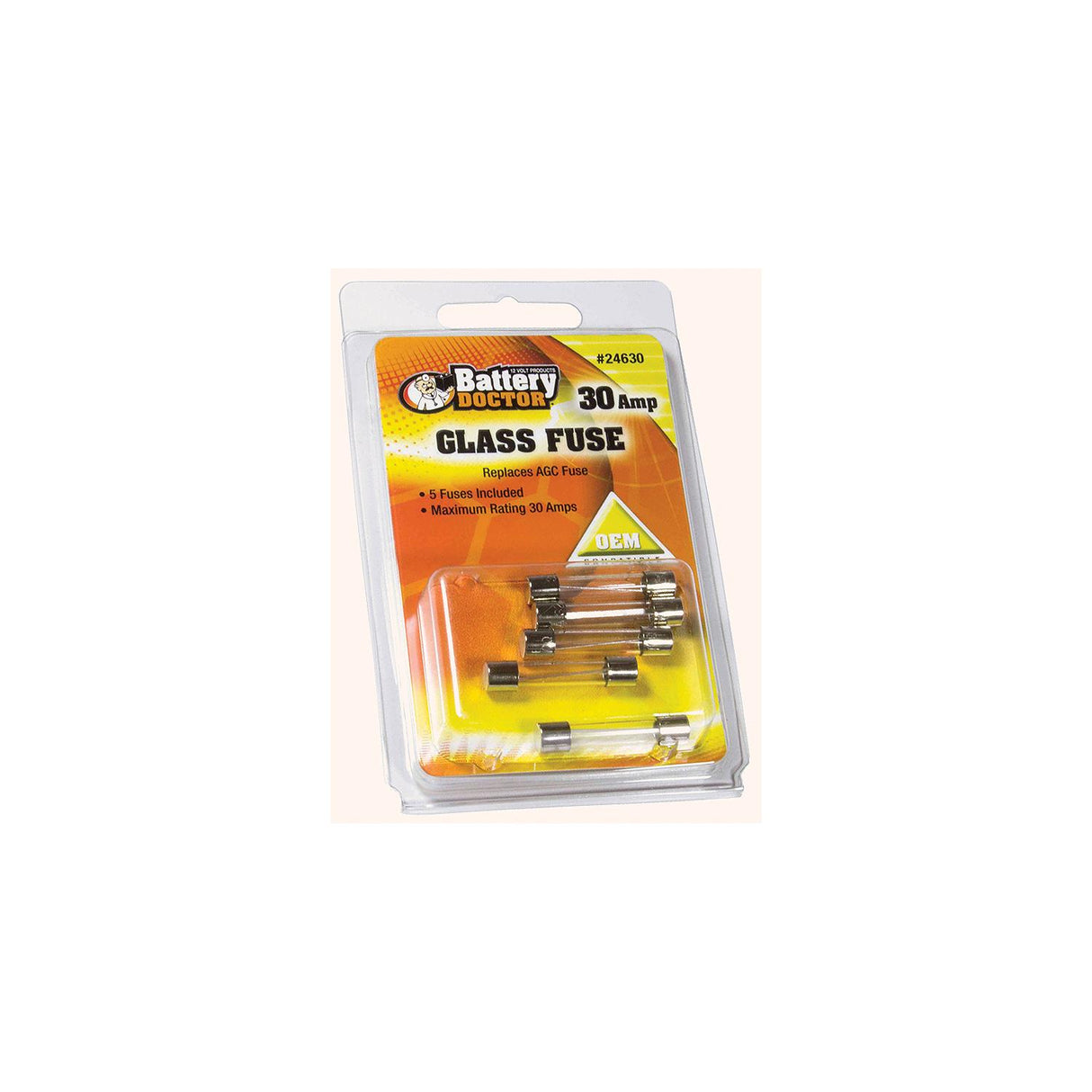 Battery Doctor AGC Glass Fuse, 30A, 5/Pk