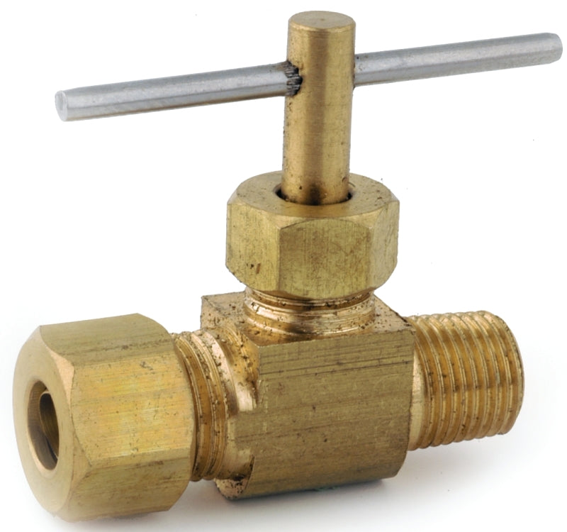 Anderson Metals 759101-0402 Straight Needle Shut-Off Valve, 1/4 x 1/8 in Connection, Compression x MIP, 150 psi Pressure