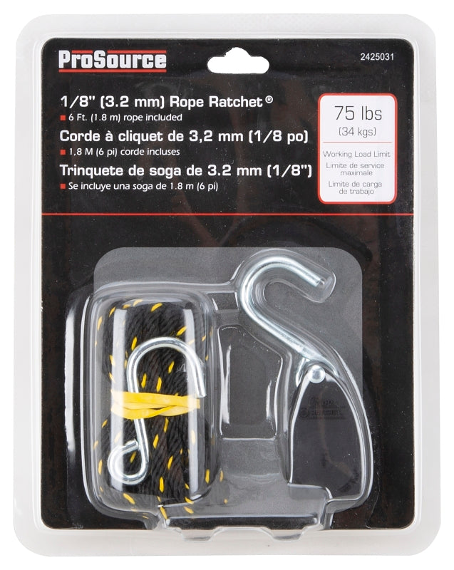 ProSource 10001-12-OI Rope Ratchet, Polypropylene/Steel, Black/Yellow