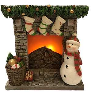 Hometown Holidays 36519 Christmas Collectible, LED Resin Fireplace, 95 Acrylic 5 PVC, Clear, LED Light Bulb, Pack of 8