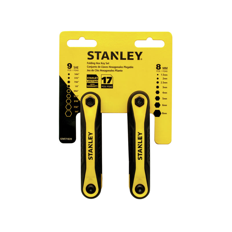 Stanley Multi-Size Metric and SAE Fold-Up Locking Hex Key Set 17 pc