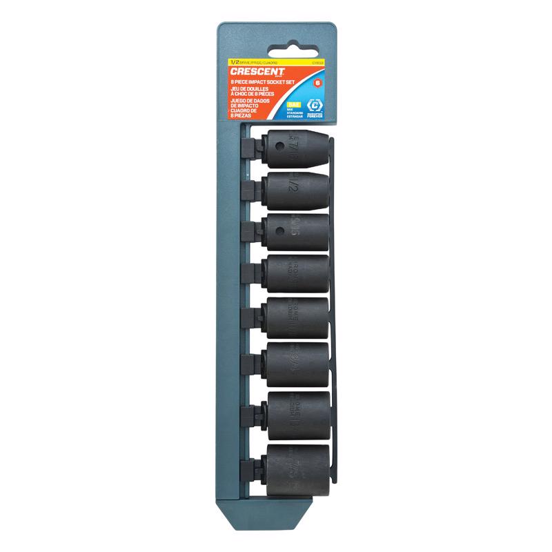 Crescent 1/2 in. X 1/2 in. drive SAE 6 Point Impact Socket Set 8 pc