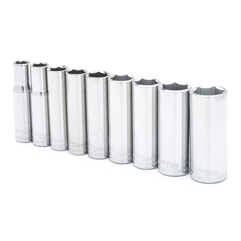 Crescent 3/8 in. X 3/8 in. drive Metric 6 Point Deep Deep Well Socket Set 9 pc