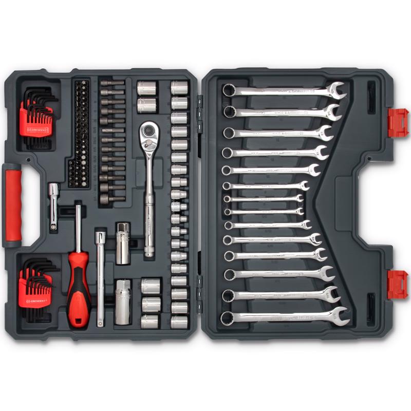 Crescent 3/8 in. drive Metric/SAE 6 and 12 Point Mechanic's Tool Set 128 pc