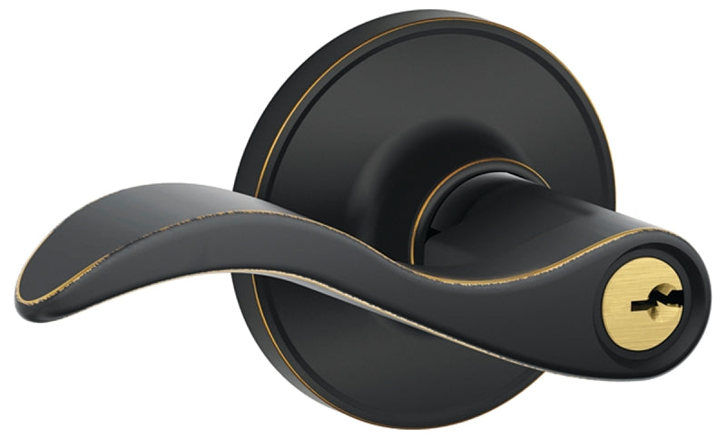 Schlage J Series J54 SEV 716 Entry Lever, Mechanical Lock, Aged Bronze, Metal, Residential, 3 Grade, ADA Compliant