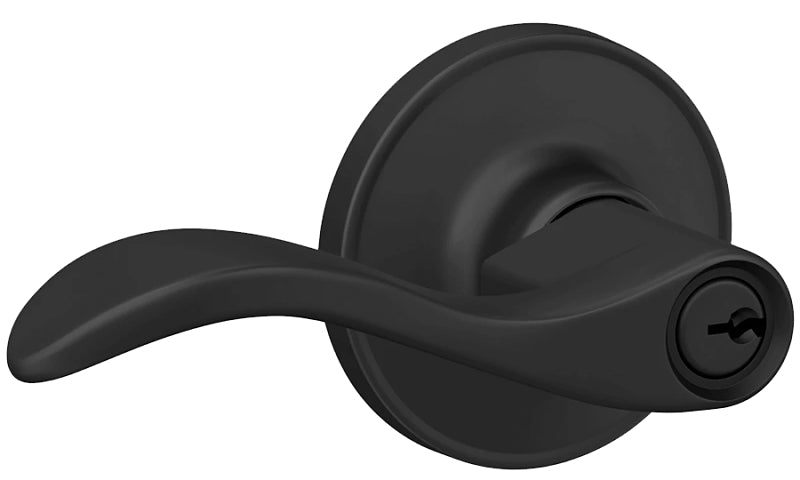 Schlage J Series J54 SEV 622 Entry Lever, Mechanical Lock, Matte Black, Metal, Residential, 3 Grade, 7/8 in Housing Dia