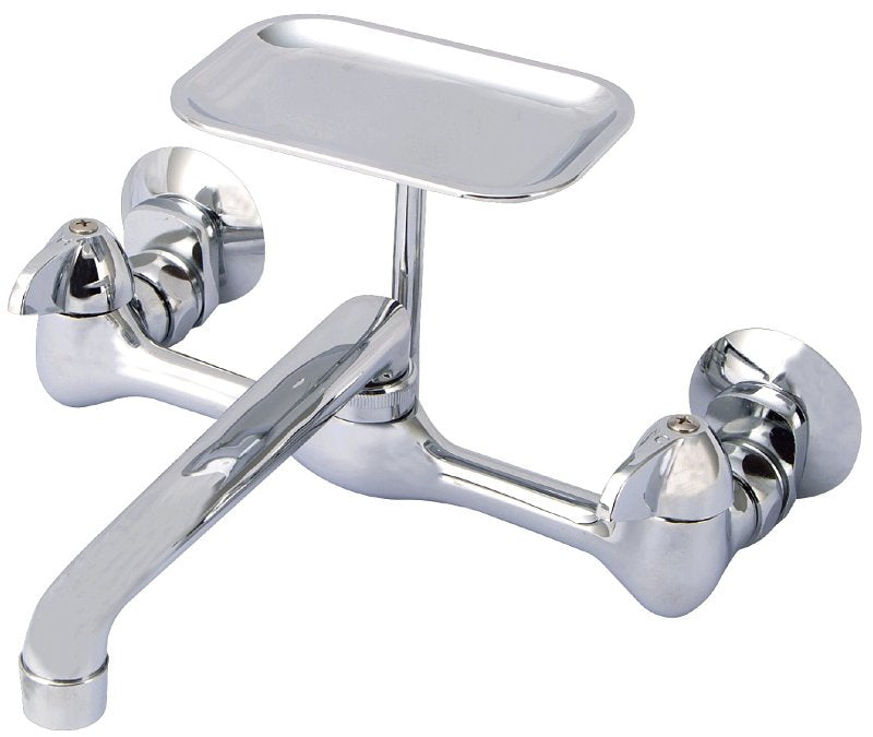 Boston Harbor PF6363204 Laundry Faucet, 1.8 gpm, 2-Handle, 2-Faucet Hole, Brass, Wall, 8 in Faucet Centers