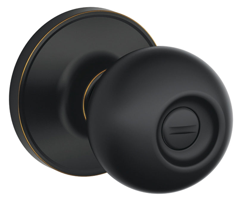 Schlage Corona Series J40 CNA 716 Privacy Lockset, Round Design, Knob Handle, Aged Bronze, Metal, ADA Compliant