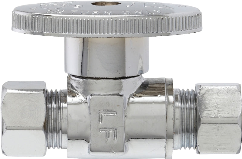 Plumb Pak PP20064LF Shut-Off Valve, 3/8 in Connection, Compression, Quarter-Turn Actuator, Brass Body