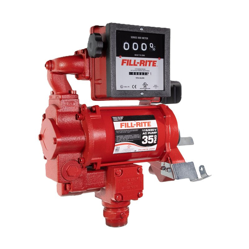 Fill-Rite FR300 Series FR311VN Heavy-Duty Fuel Transfer Pump, Includes: Four-Wheel 901C Mechanical Meter, 1 in Outlet